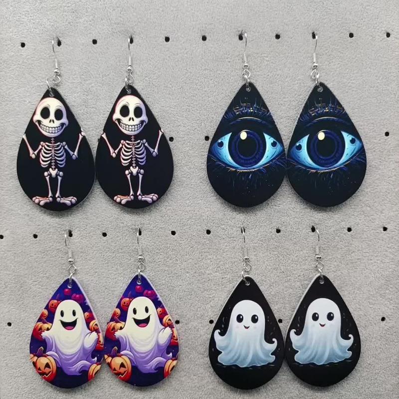 Funny Halloween Ghost Earrings Evil Eyes Dangle Jewelry