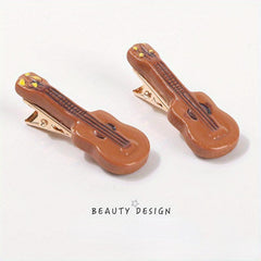 Funny Guitar Violin Hair Clip Set for Girls