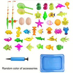 40pcs Kids Pretend Play Fishing Game Inflatable Fish Pond Magnetic Toy