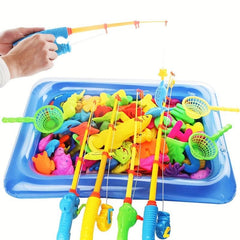 40pcs Kids Pretend Play Fishing Game Inflatable Fish Pond Magnetic Toy