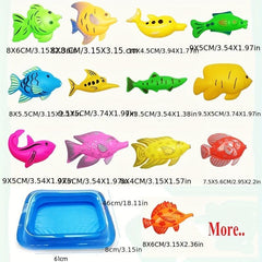 40pcs Kids Pretend Play Fishing Game Inflatable Fish Pond Magnetic Toy