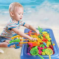 40pcs Kids Pretend Play Fishing Game Inflatable Fish Pond Magnetic Toy