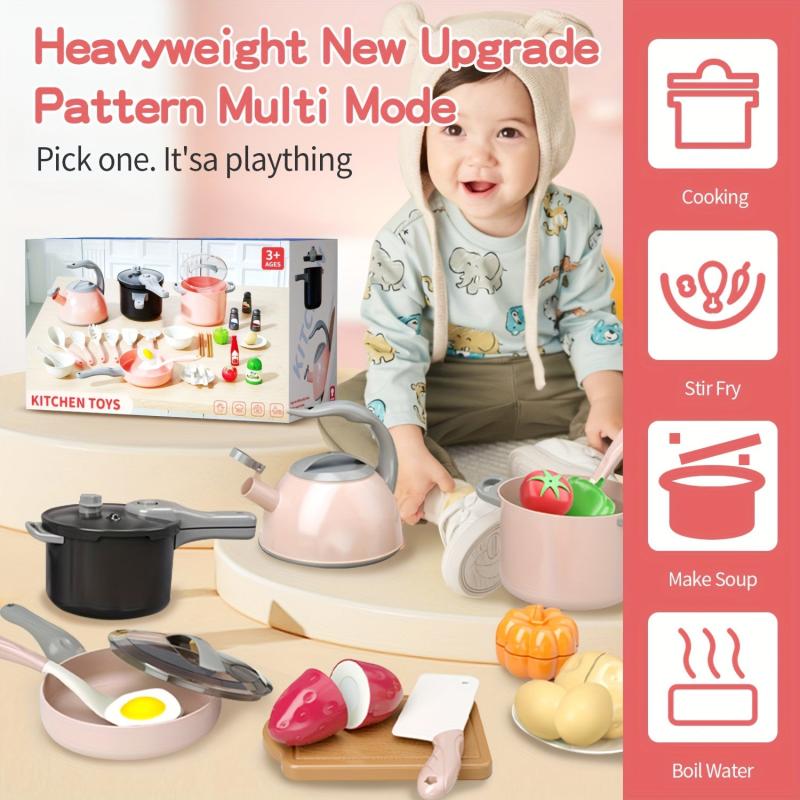 32pcs Kids Play House Simulation Kitchen Toy Set with Pots and Pans