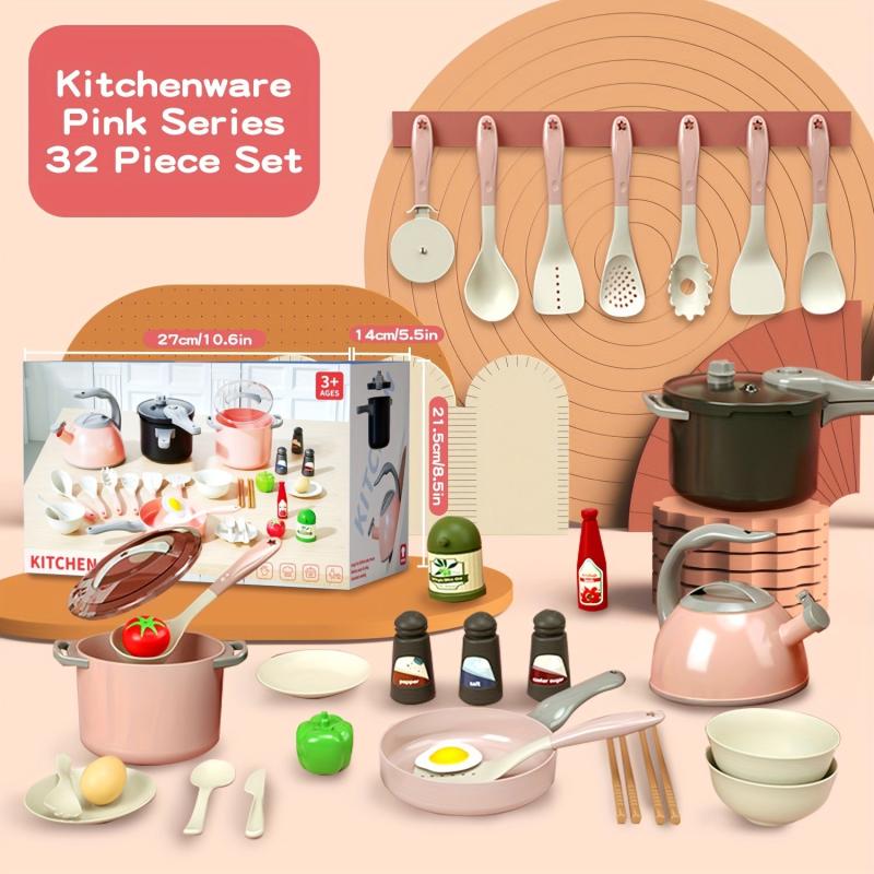 32pcs Kids Play House Simulation Kitchen Toy Set with Pots and Pans