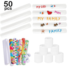Graffiti Slap Bracelets for Kids - 50PCS DIY Snap Bracelets Bulk Pack
