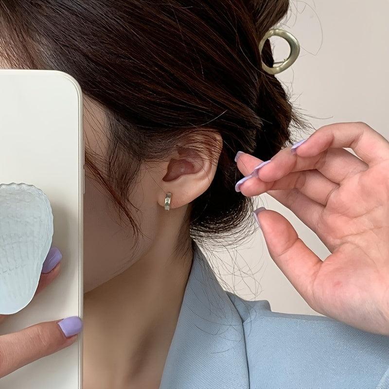 Sweet Compact Painting Orchid Stud Earrings