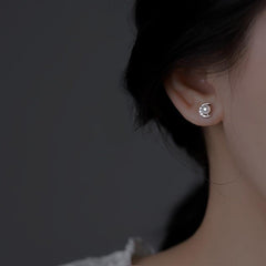 Pearl Stud Earrings Silvery Plated Jewelry For Women