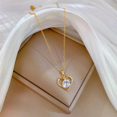 Heart Crystal Pendant Necklace Women's Gift