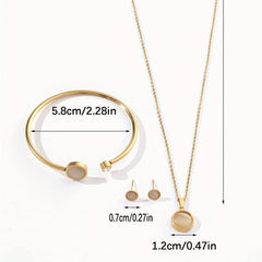 Stainless Steel Jewelry Set Pendant Necklace Earrings Bangle Three Piece