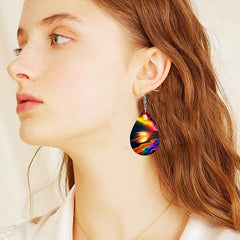 Bohemian Rainbow River Wave Teardrop Earrings