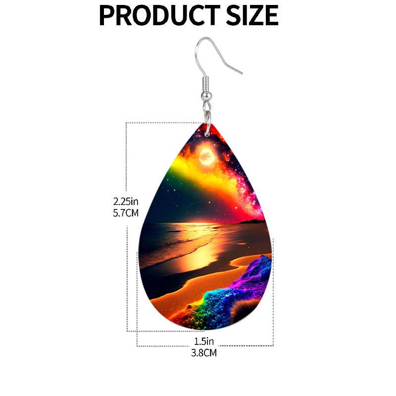 Bohemian Rainbow River Wave Teardrop Earrings