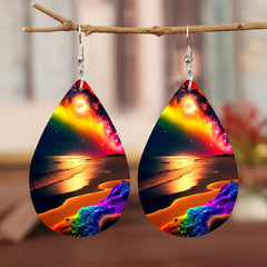 Bohemian Rainbow River Wave Teardrop Earrings