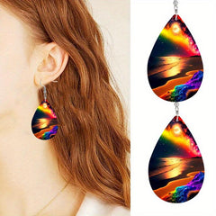 Bohemian Rainbow River Wave Teardrop Earrings