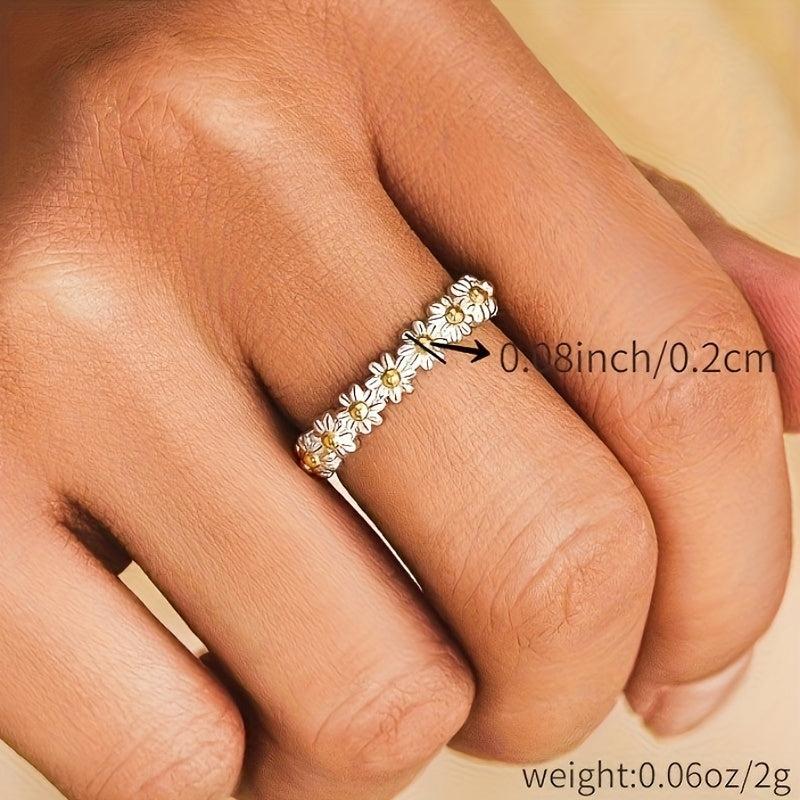 Sweet Daisy Ladies Ring Cold Wind Flower Open Ring Christmas