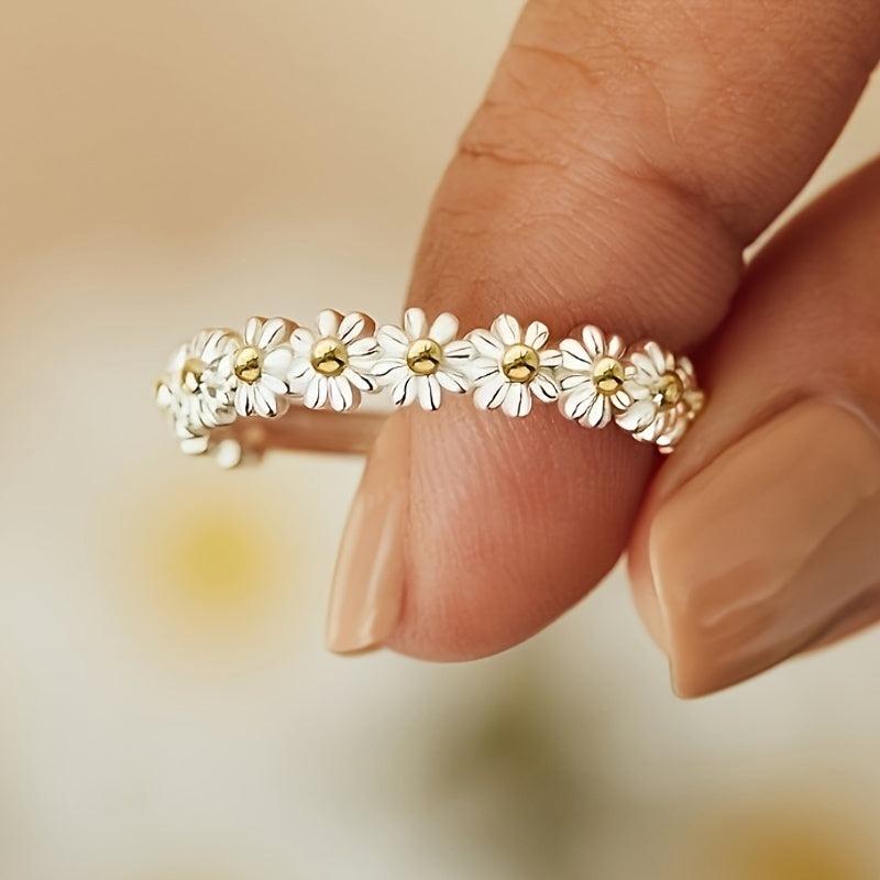 Sweet Daisy Ladies Ring Cold Wind Flower Open Ring Christmas