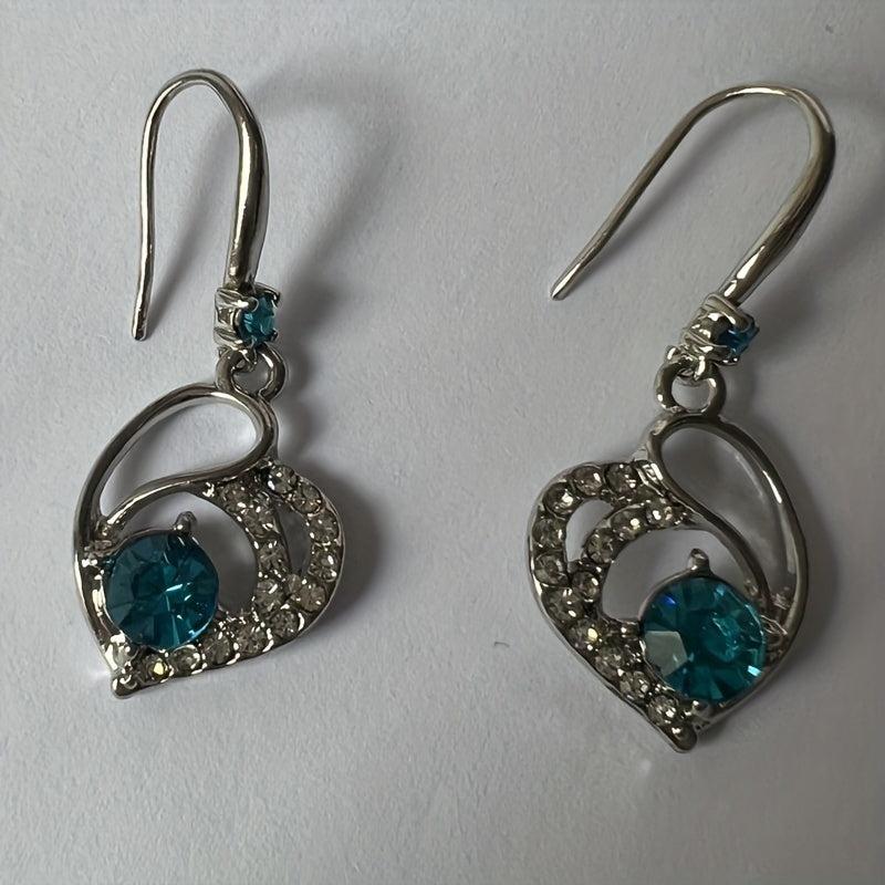 Crystal Heart Drop Earrings Silver Quartz For Brides Bridesmaid