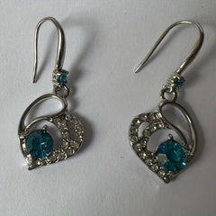 Crystal Heart Drop Earrings Silver Quartz For Brides Bridesmaid