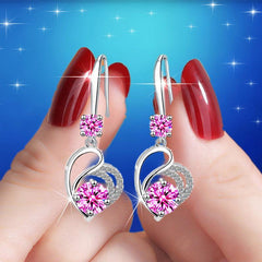 Crystal Heart Drop Earrings Silver Quartz For Brides Bridesmaid