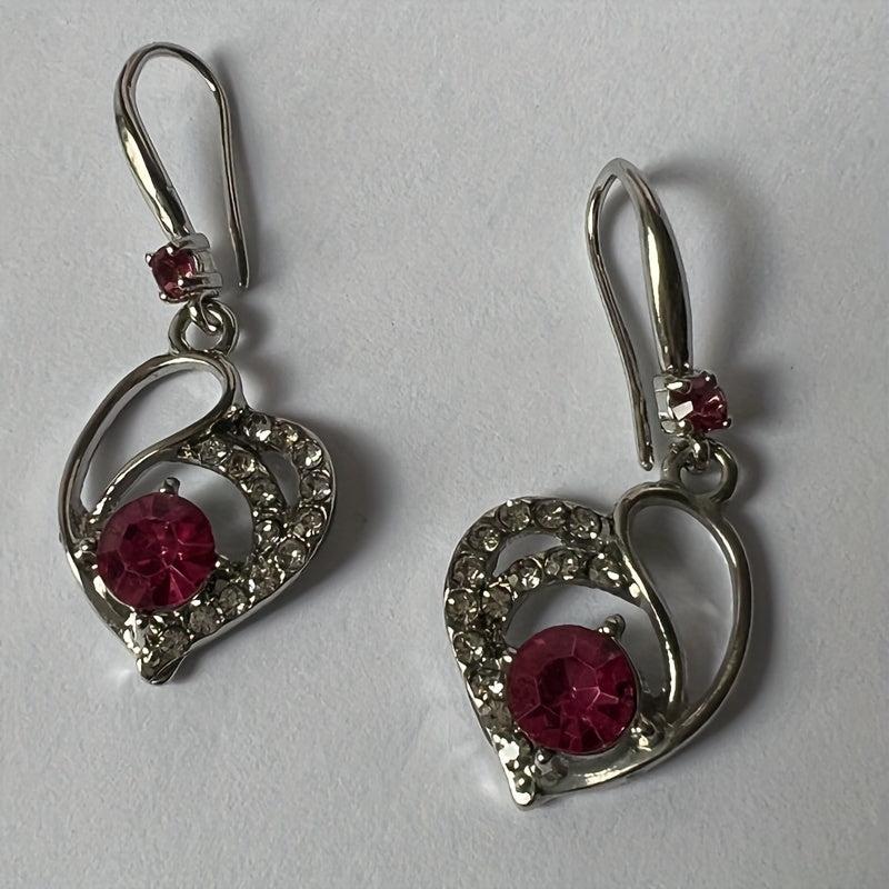 Crystal Heart Drop Earrings Silver Quartz For Brides Bridesmaid