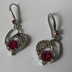 Crystal Heart Drop Earrings Silver Quartz For Brides Bridesmaid