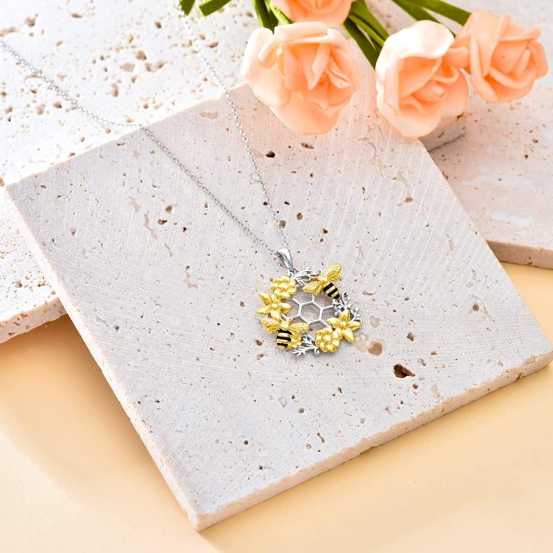 Flower Honeycomb Necklace Birthday or Christmas Gift Women Girls