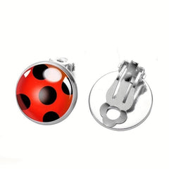 2pcs Alloy Glass Ladybug Ear Clips for Party Dress Up
