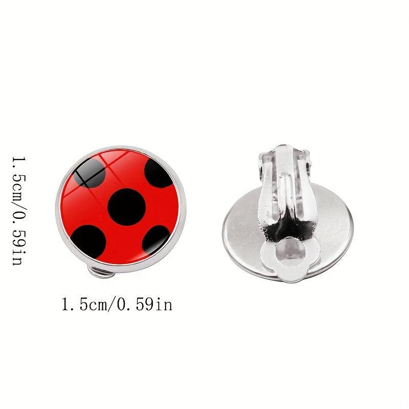 2pcs Alloy Glass Ladybug Ear Clips for Party Dress Up