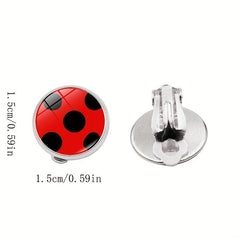 2pcs Alloy Glass Ladybug Ear Clips for Party Dress Up