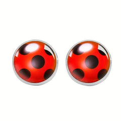 2pcs Alloy Glass Ladybug Ear Clips for Party Dress Up