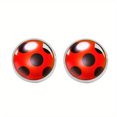 2pcs Alloy Glass Ladybug Ear Clips for Party Dress Up