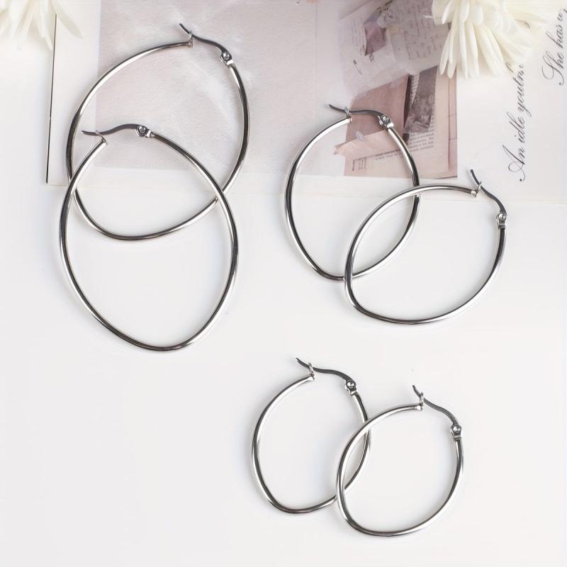 3 Pairs Stainless Steel Hoop Earrings Hypoallergenic Gift