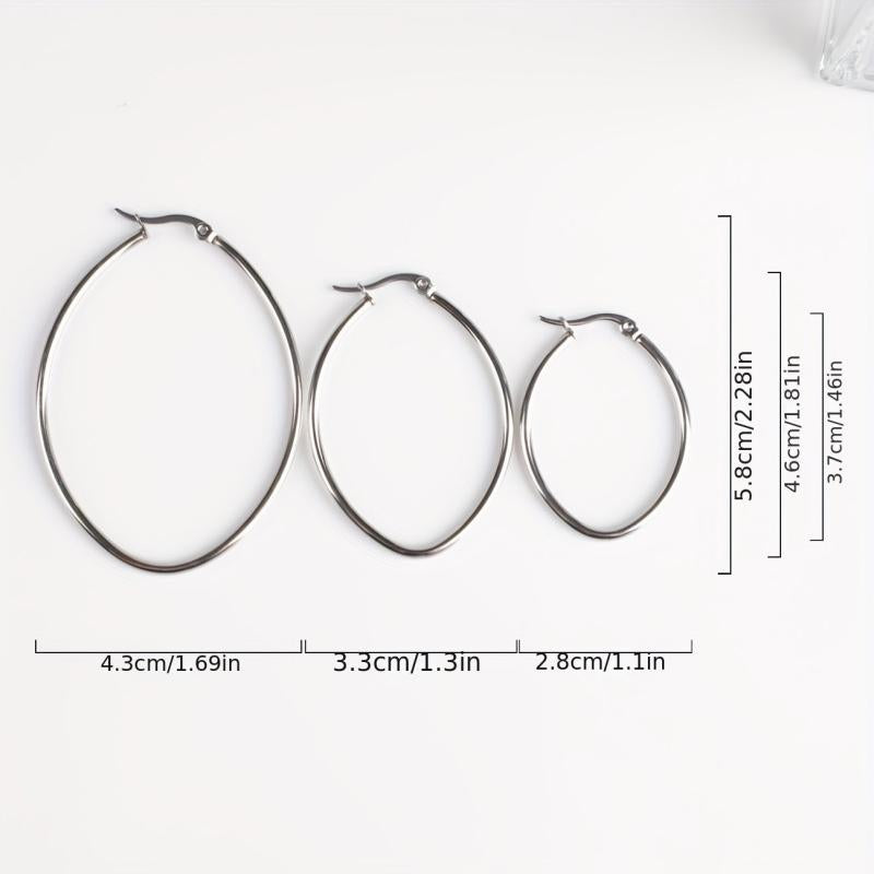 3 Pairs Stainless Steel Hoop Earrings Hypoallergenic Gift