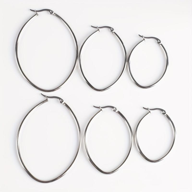 3 Pairs Stainless Steel Hoop Earrings Hypoallergenic Gift