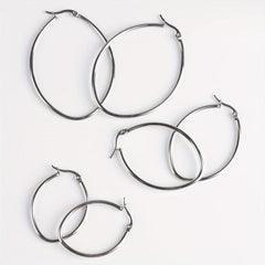 3 Pairs Stainless Steel Hoop Earrings Hypoallergenic Gift