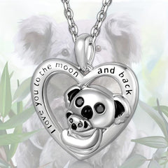 Delicate Koala Mother Baby Heart Pendant Necklace Women's Charm Jewelry