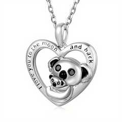Delicate Koala Mother Baby Heart Pendant Necklace Women's Charm Jewelry
