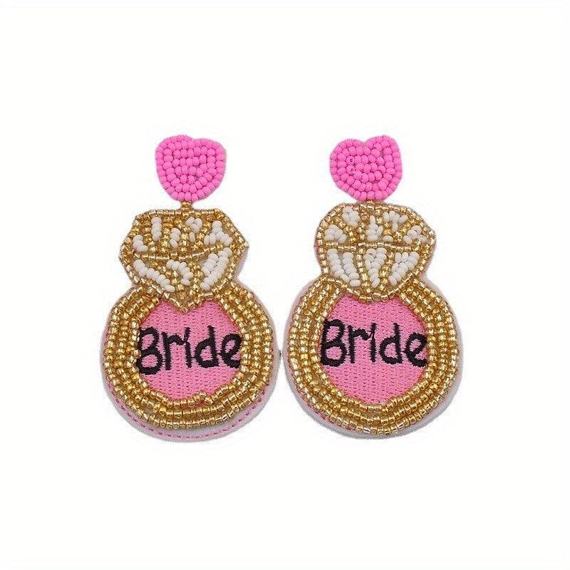 Boho Drop Earrings Embroidery & Rice Bead Leaves for Celebrations