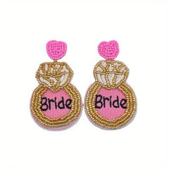 Boho Drop Earrings Embroidery & Rice Bead Leaves for Celebrations