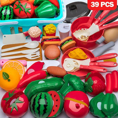 Playful Fruit Cutting Music Set with Spatula & Basket