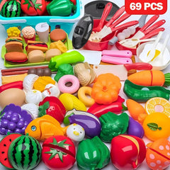 Playful Fruit Cutting Music Set with Spatula & Basket