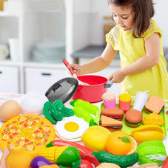 Playful Fruit Cutting Music Set with Spatula & Basket