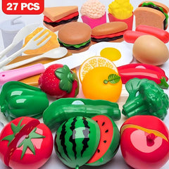 Playful Fruit Cutting Music Set with Spatula & Basket
