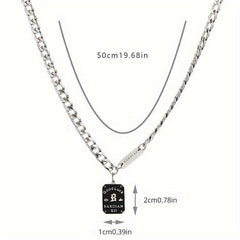 Letter Square Tag Titanium Steel Necklace Cold Wind Niche Hip Hop Sweater Chain
