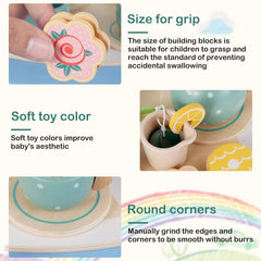 14Pcs Wooden Tea Set Toy Afternoon Tea Party Role Play Set