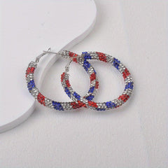 Patriotic American Flag Tassel Earrings for Women
