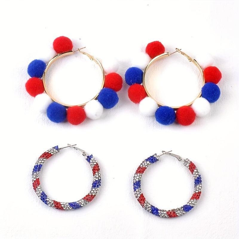 Patriotic American Flag Tassel Earrings for Women