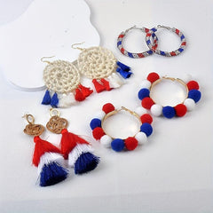 Patriotic American Flag Tassel Earrings for Women