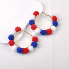 Patriotic American Flag Tassel Earrings for Women