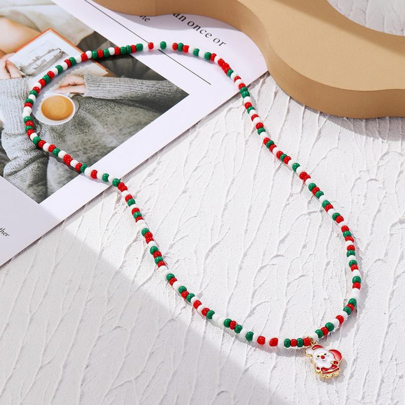 Christmas Necklace Soft Pottery Christmas Jewelry Necklace