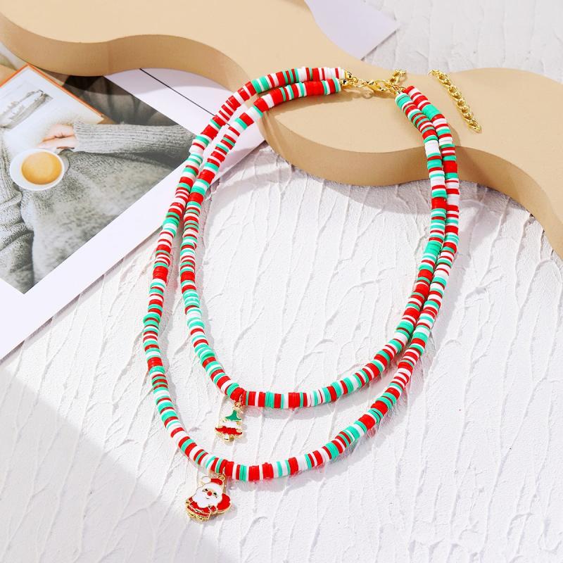 Christmas Necklace Soft Pottery Christmas Jewelry Necklace